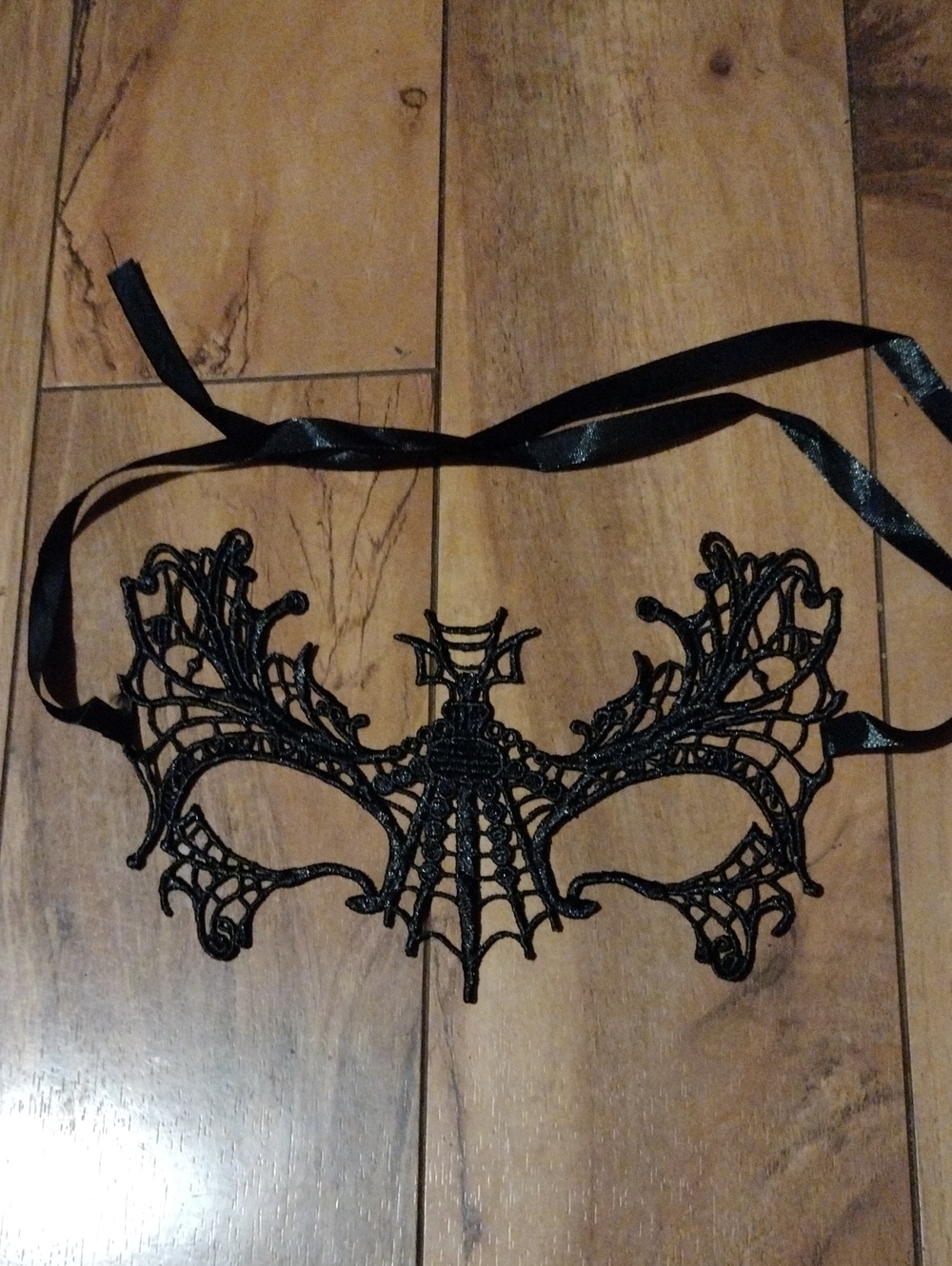 Black Lace Masquerade Mask - Unbranded Elegant Bat Design